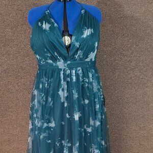 Lulu's Elegant Moment Emerald Green Tie-Dye Backless Maxi Dress Green Sz XXL NWT